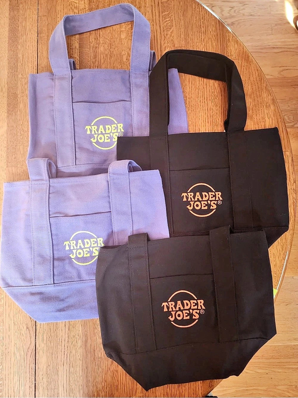 Trader Joe's Trick-or-Treat Mini Canvas Tote Bags Purple & Black